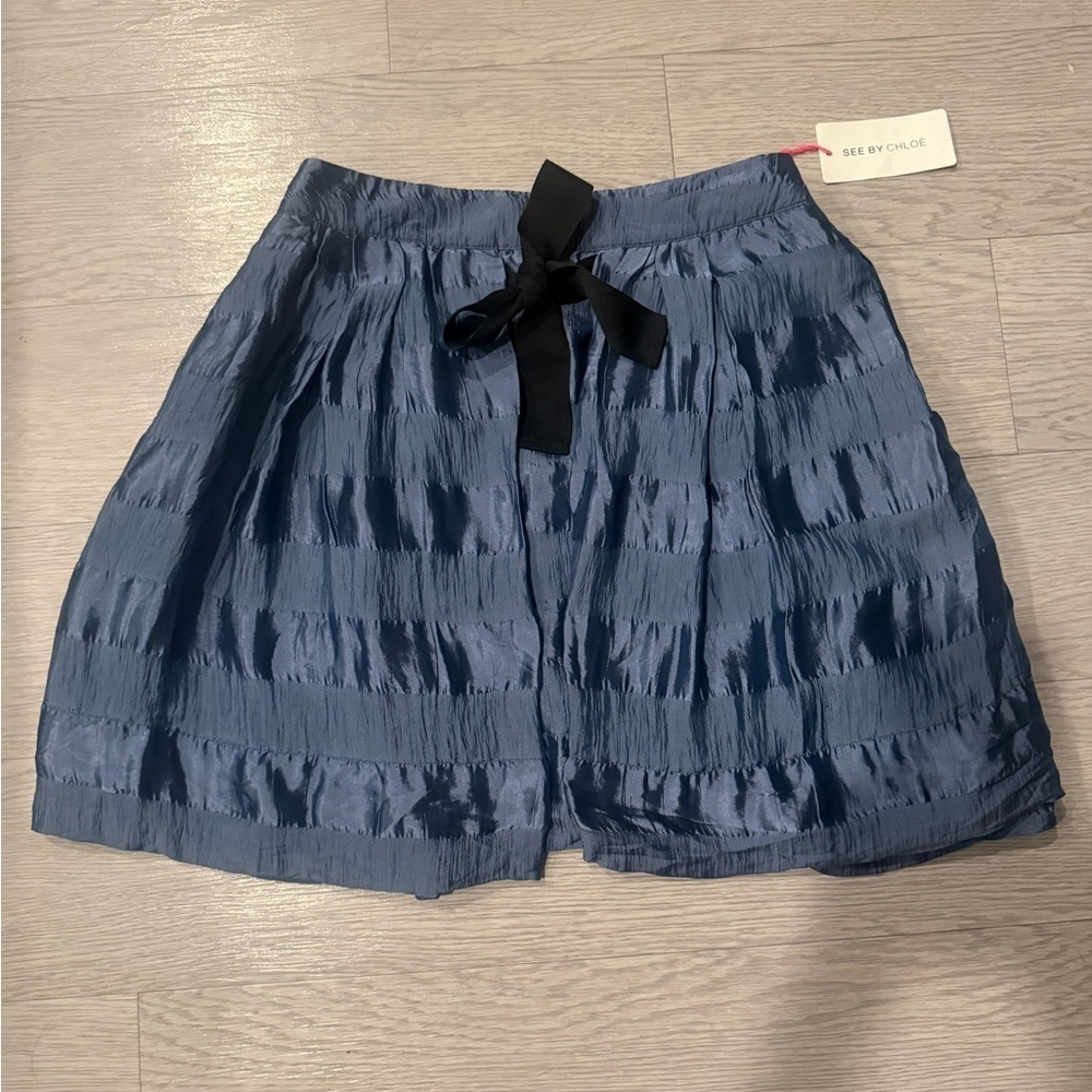 See By Chloe Silk Blend Bow Coquette Feminine Mini Skirt Size 4